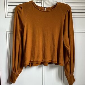 4 for $20 Free People Dk Yellow/Brown Long Sleeve Crop Top Sz M
